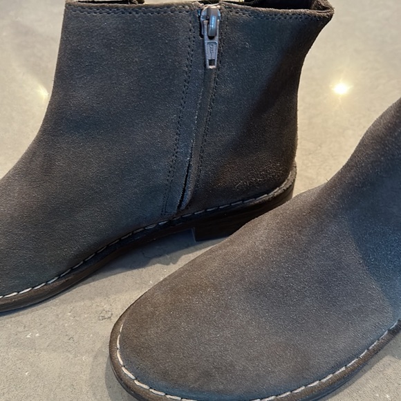 CLARKS TAUPE GRAY SUEDE BOOTIES - Picture 2 of 5